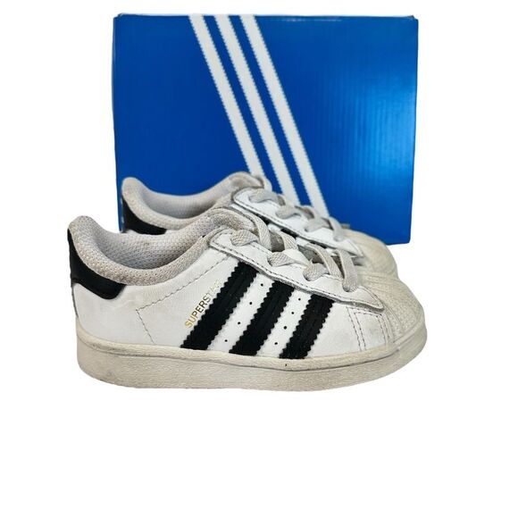 Adidas Superstar Toddler's Shoes Cloud White/Core Black Size 6K FU7717 - Picture 1 of 9